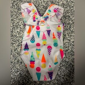 Cat & Jack White Kids Swimsuit with Neon Ice Cream Accents 12 Months